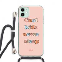 CaseCompany Cool Kids Never Sleep: iPhone 11 Transparant Hoesje met koord