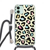 CaseCompany Leopard pattern: iPhone 11 Transparant Hoesje met koord
