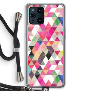 CaseCompany Gekleurde driehoekjes: Oppo Find X3 Transparant Hoesje met koord