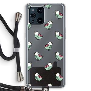 CaseCompany Vogeltjes: Oppo Find X3 Transparant Hoesje met koord
