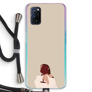 CaseCompany I drink wine: Oppo A92 Transparant Hoesje met koord