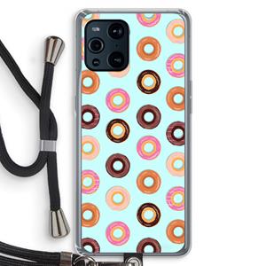 CaseCompany Donuts: Oppo Find X3 Transparant Hoesje met koord