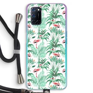 CaseCompany Flamingo bladeren: Oppo A92 Transparant Hoesje met koord