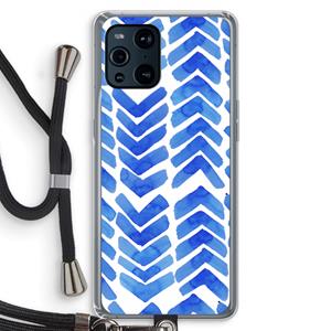 CaseCompany Blauwe pijlen: Oppo Find X3 Transparant Hoesje met koord