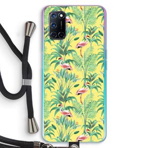 CaseCompany Flamingo party: Oppo A92 Transparant Hoesje met koord
