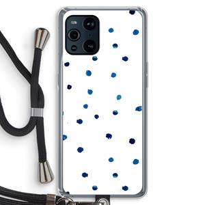 CaseCompany Blauwe stippen: Oppo Find X3 Transparant Hoesje met koord