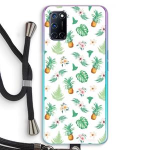 CaseCompany Ananas bladeren: Oppo A92 Transparant Hoesje met koord