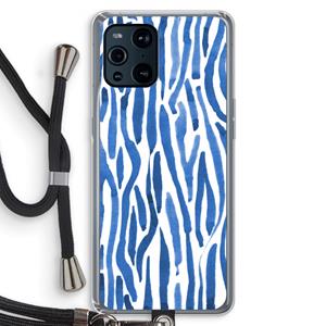 CaseCompany Blauwe nerven: Oppo Find X3 Transparant Hoesje met koord