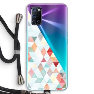 CaseCompany Gekleurde driehoekjes pastel: Oppo A92 Transparant Hoesje met koord