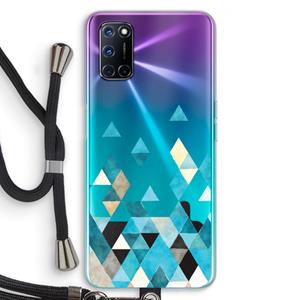 CaseCompany Gekleurde driehoekjes blauw: Oppo A92 Transparant Hoesje met koord