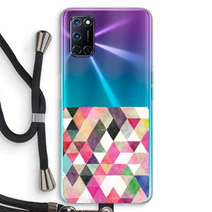 CaseCompany Gekleurde driehoekjes: Oppo A92 Transparant Hoesje met koord