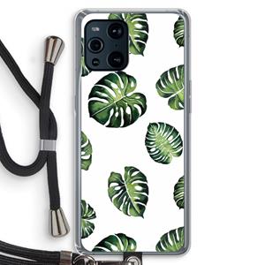 CaseCompany Tropische bladeren: Oppo Find X3 Transparant Hoesje met koord