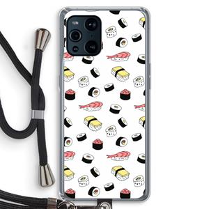 CaseCompany Sushi time: Oppo Find X3 Transparant Hoesje met koord