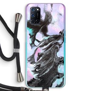 CaseCompany Pastel zwart: Oppo A92 Transparant Hoesje met koord