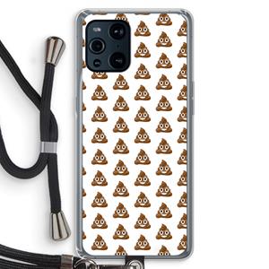 CaseCompany Poop emoji: Oppo Find X3 Transparant Hoesje met koord