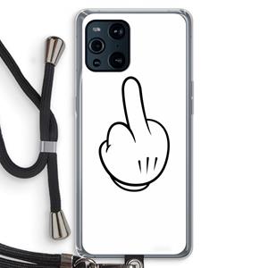 CaseCompany Middle finger white: Oppo Find X3 Transparant Hoesje met koord