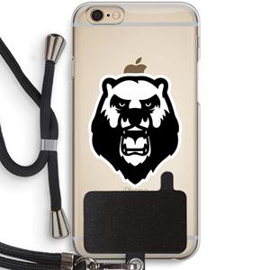 CaseCompany Angry Bear (white): iPhone 6 / 6S Transparant Hoesje met koord
