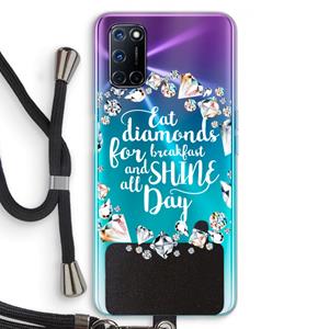 CaseCompany Diamonds: Oppo A92 Transparant Hoesje met koord