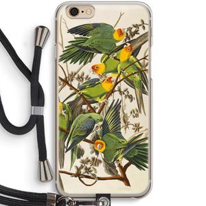 CaseCompany Carolinaparkiet: iPhone 6 / 6S Transparant Hoesje met koord