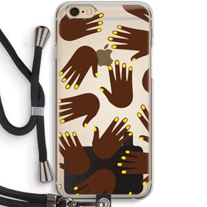 CaseCompany Hands dark: iPhone 6 / 6S Transparant Hoesje met koord