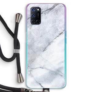 CaseCompany Witte marmer: Oppo A92 Transparant Hoesje met koord