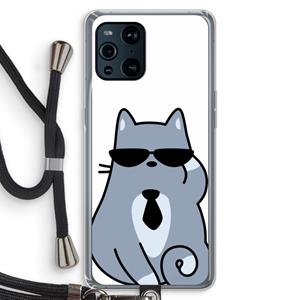 CaseCompany Cool cat: Oppo Find X3 Transparant Hoesje met koord