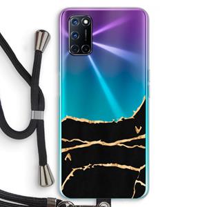 CaseCompany Gouden marmer: Oppo A92 Transparant Hoesje met koord