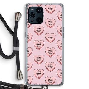 CaseCompany Chicks before dicks: Oppo Find X3 Transparant Hoesje met koord