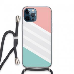 CaseCompany Strepen pastel: iPhone 13 Pro Max Transparant Hoesje met koord
