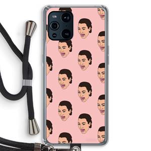 CaseCompany Ugly Cry Call: Oppo Find X3 Transparant Hoesje met koord