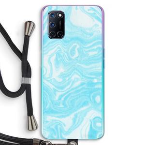 CaseCompany Waterverf blauw: Oppo A92 Transparant Hoesje met koord