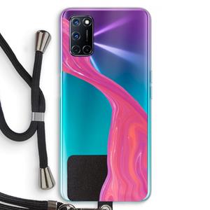 CaseCompany Paarse stroom: Oppo A92 Transparant Hoesje met koord