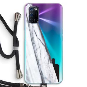 CaseCompany Gestreepte marmer: Oppo A92 Transparant Hoesje met koord