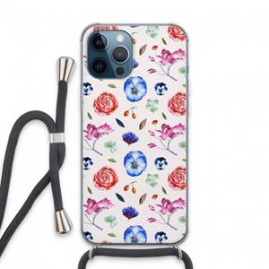 CaseCompany Bloemetjes: iPhone 13 Pro Max Transparant Hoesje met koord