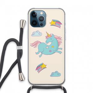 CaseCompany Vliegende eenhoorn: iPhone 13 Pro Max Transparant Hoesje met koord