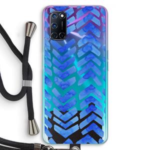 CaseCompany Blauwe pijlen: Oppo A92 Transparant Hoesje met koord