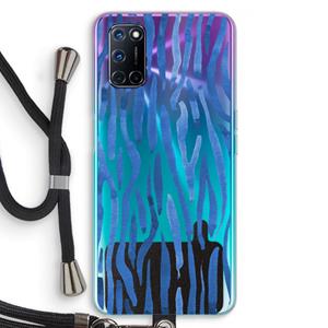 CaseCompany Blauwe nerven: Oppo A92 Transparant Hoesje met koord