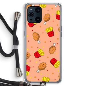 CaseCompany Chicken 'n Fries: Oppo Find X3 Transparant Hoesje met koord