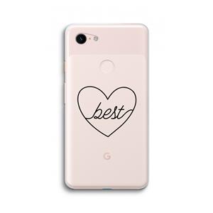 CaseCompany Best heart black: Google Pixel 3 XL Transparant Hoesje