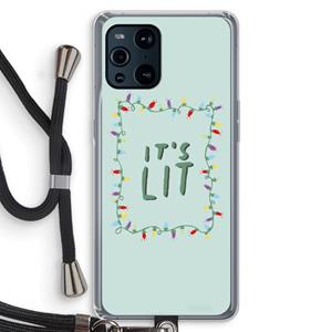 CaseCompany It's Lit: Oppo Find X3 Transparant Hoesje met koord