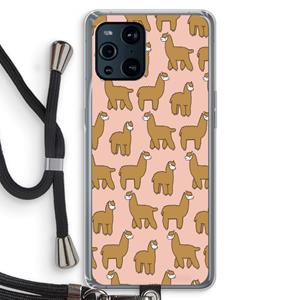 CaseCompany Alpacas: Oppo Find X3 Transparant Hoesje met koord