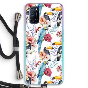 CaseCompany Bloemen tukan: Oppo A92 Transparant Hoesje met koord