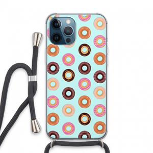 CaseCompany Donuts: iPhone 13 Pro Max Transparant Hoesje met koord