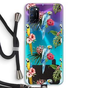 CaseCompany Kleurrijke papegaaien: Oppo A92 Transparant Hoesje met koord