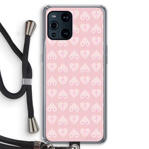 CaseCompany Ass 'n Titties: Oppo Find X3 Transparant Hoesje met koord