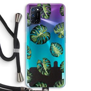 CaseCompany Tropische bladeren: Oppo A92 Transparant Hoesje met koord