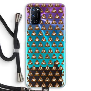 CaseCompany Poop emoji: Oppo A92 Transparant Hoesje met koord