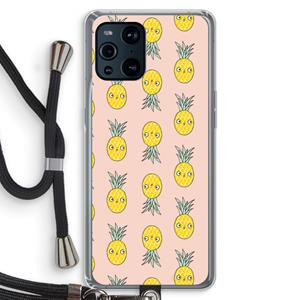 CaseCompany Ananas: Oppo Find X3 Transparant Hoesje met koord