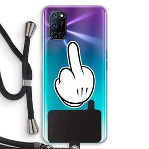 CaseCompany Middle finger white: Oppo A92 Transparant Hoesje met koord