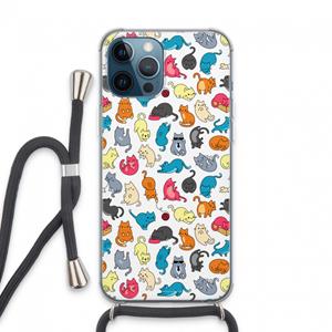 CaseCompany Kleurrijke katten: iPhone 13 Pro Max Transparant Hoesje met koord